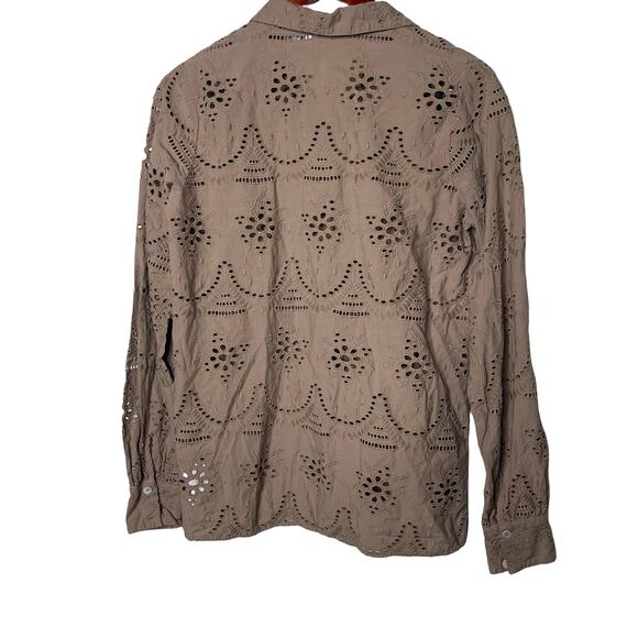 MOLO Runa Eyelet Button Down Blouse Moth Grey sz 170/176 women S - Picture 4 of 10